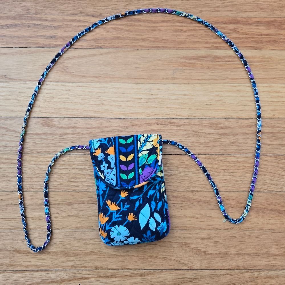 Vera Bradley Mini Hipster Crossbody Bag Phone Purse Blue Floral Quilted